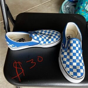 Vans Blue Checkered Slip-On Shoes